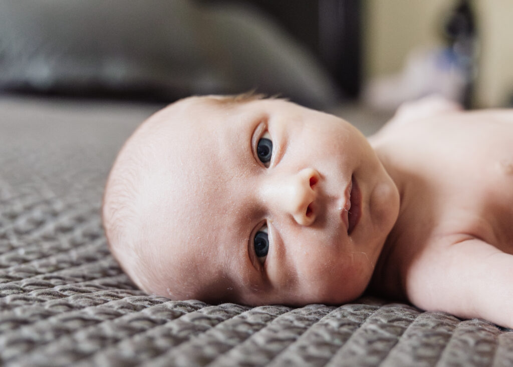 Close up of newborn baby in Wheaton, IL by Taylor Lynn Studios