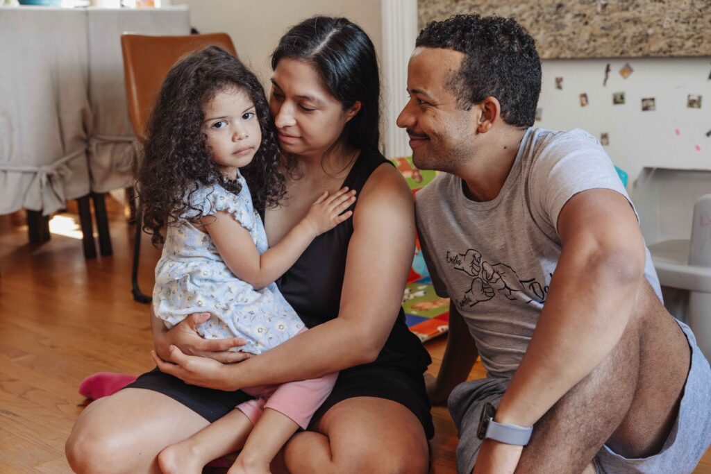 Family cozy bedroom session