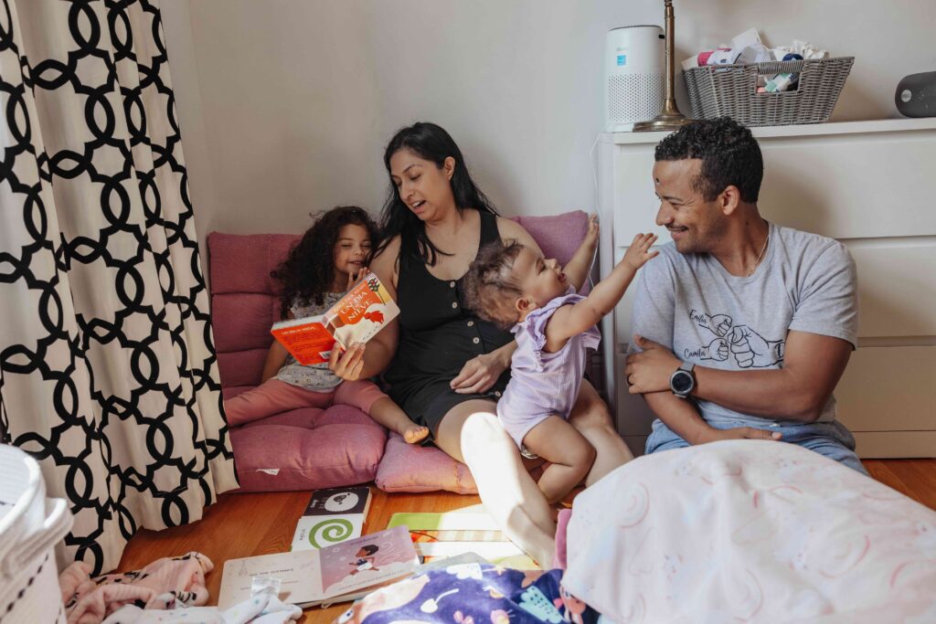 Cozy family in home session